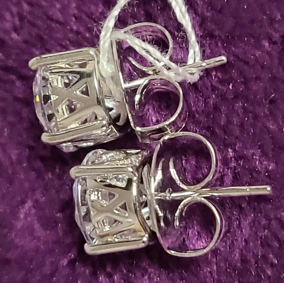 Cubic Zirconia Rhodium Over Sterling Silver Stud Earrings 9.60ctw